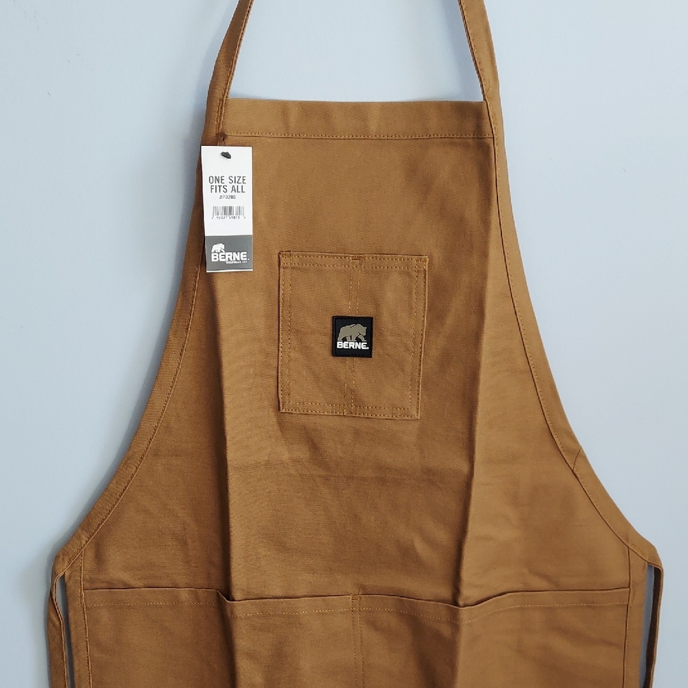 Berne Tan Cotton Canvas Apron with Pockets, One Size Fits All, Unisex, NEW